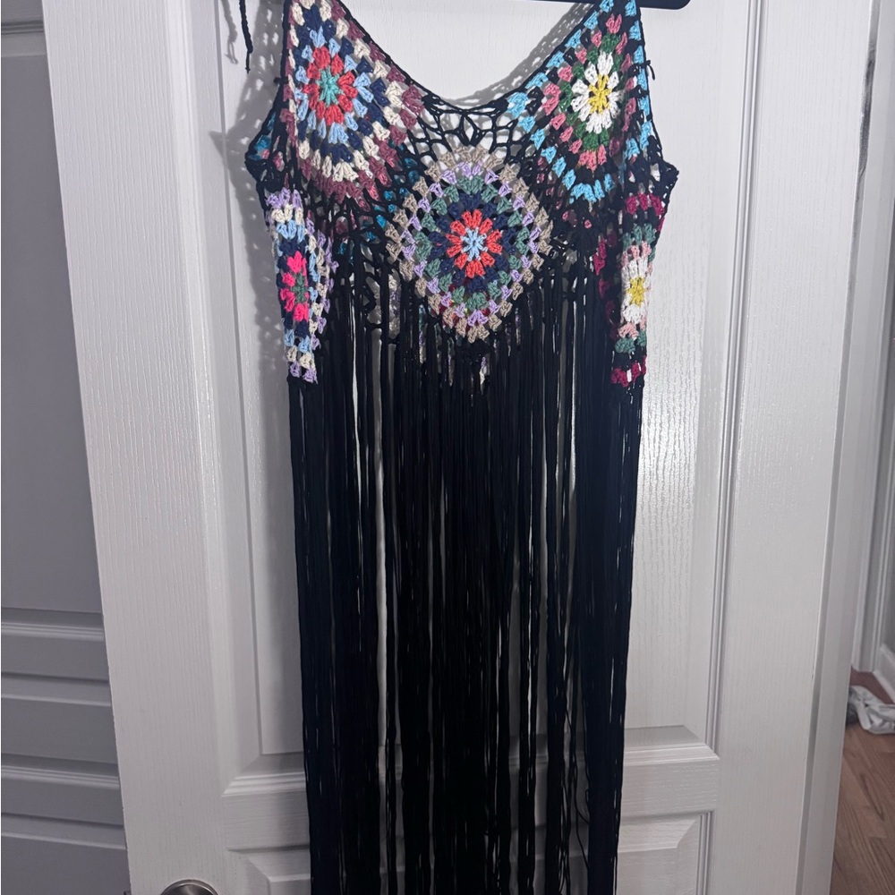 Multicolor Crochet Fringe Dress